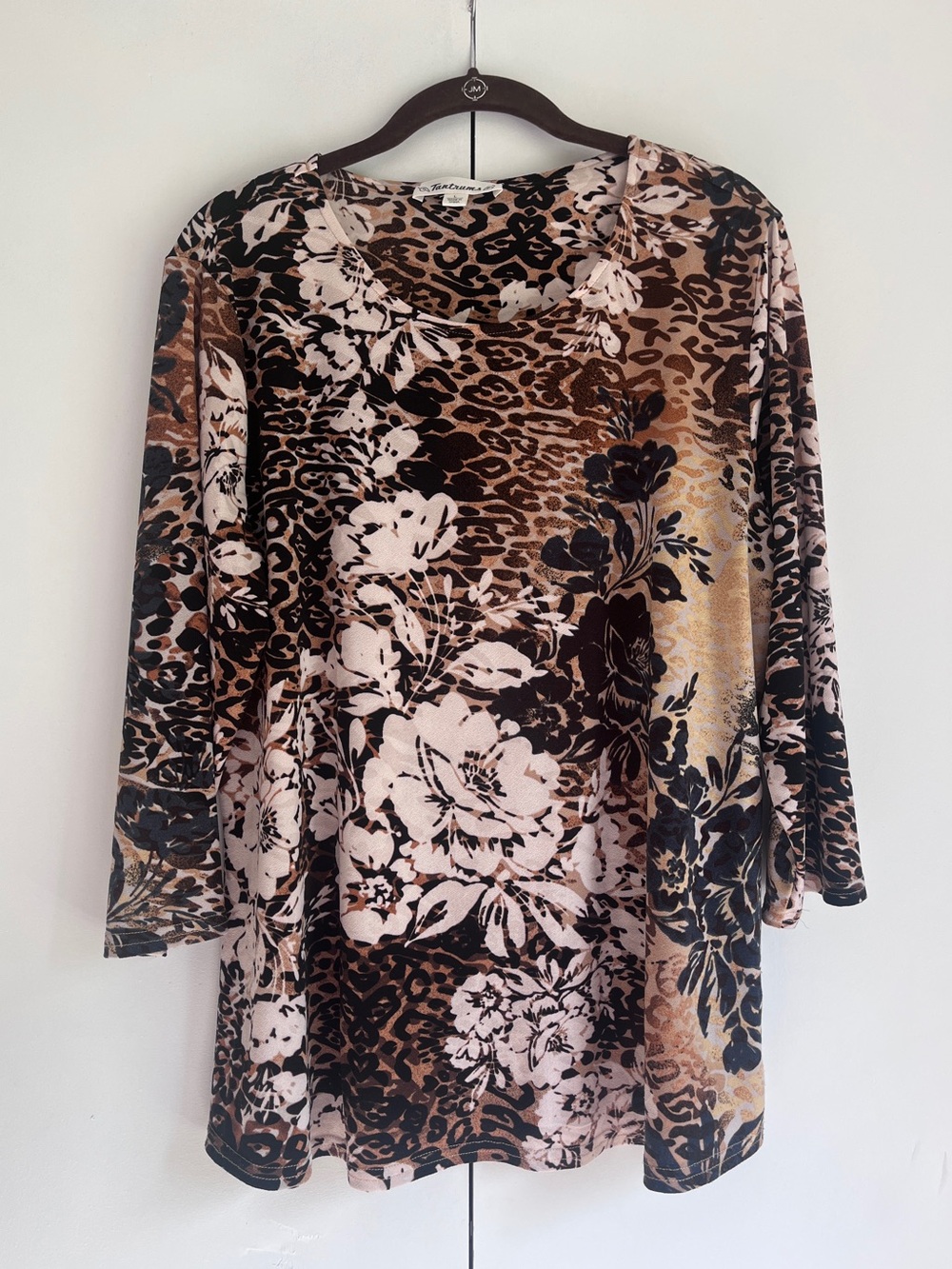 Tantrums Brown and Black Floral Animal Print Top